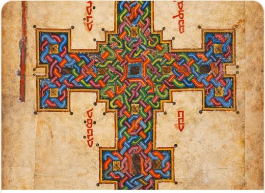 An illuminated Syriac cross from a manuscript page
